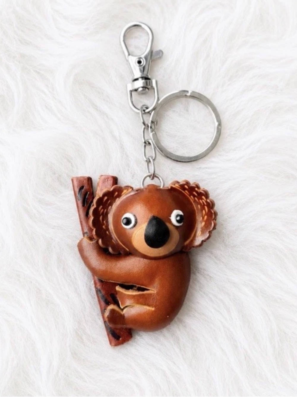 Leather Koala Keychain Bag Charm Handmade Gift New